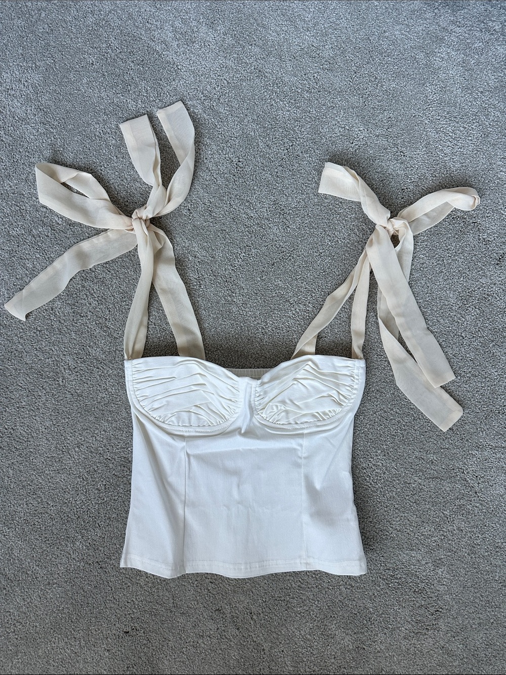 Amazon Cream Bustier Camisole with Tie Shoulders